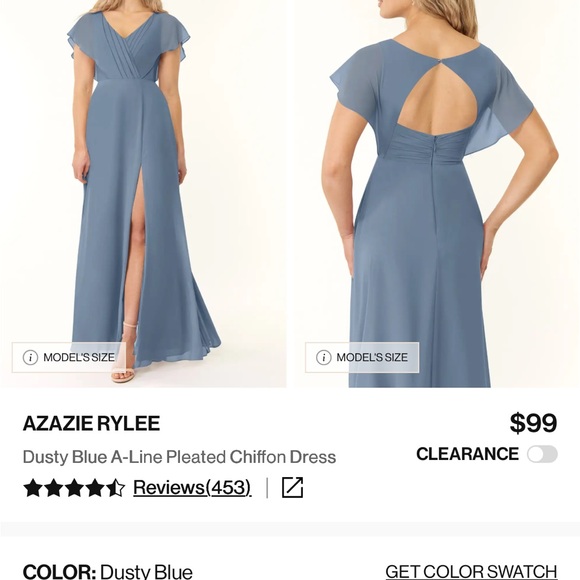 Azazie Dresses & Skirts - Azazie Dusty Blue Backless Chiffon Dress